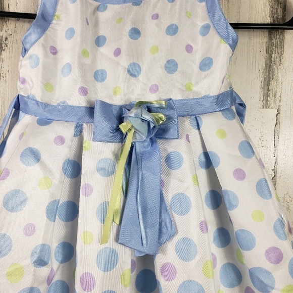 youngland toddler girls blue, white polka-dot Easter dress size 4T - Picture 2 of 8